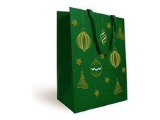 Logistipack - Sac cadeau - 25 cm x 13 cm x 33 cm - vert, impression dorée