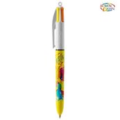 BIC 4 Couleurs Original - Stylo à bille 4 couleurs (rouge, bleu, vert, noir) - décors hydro jaune
