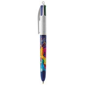 BIC 4 Couleurs Original - Stylo à bille 4 couleurs (rouge, bleu, vert, noir) - décors hydro bleu