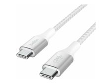 Belkin BOOST CHARGE - Câble USB - 24 pin USB-C (M) pour 24 pin USB-C (M) - USB 2.0 - 2 m - jusqu'à 240 W de puissance - blanc