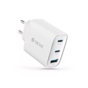 Devia - Chargeur secteur GaN - 65W - 3 ports - 2 x USB-C et 1 x USB-A - blanc