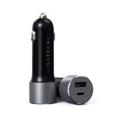 Satechi - Adaptateur d'alimentation pour voiture - 72W - 2 connecteurs de sortie USB + USB-C - gris sidéral