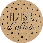 Plaisir d’Offrir – 500 étiquettes rondes autocollantes kraft à pois noirs – rouleau pratique