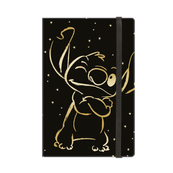 Carnet A5 Stitch Gold Motif 3 – 80 pages lignées, rabat élastique, couverture molletonnée