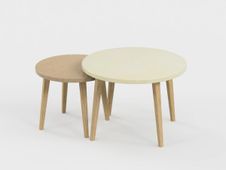 Lot de 2 tables basses - 60X41cm & 45X37cm - Sable et Camel