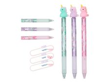 YLVI - Stylo gel effaçable 0,7 mm - licorne - rétractable avec gomme
