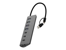 T'nB iClick - Hub - 7-in-1 - 4 x SuperSpeed USB 3.0 + 3 x USB-C - aluminum