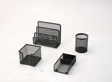 Set de bureau en métal mesh – 4 pièces – noir