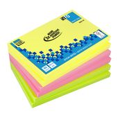 Global Notes - Pack de 6 Blocs - Notes adhésives - Pouvoir 3 fois plus adhésif - 80 feuilles - 125 x 75 mm - couleurs assorties