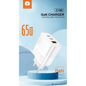 Chargeur rapide GaN - USB-A / USB-C - 65W - blanc