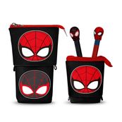 Marvel Spiderman Peter-Estuche Portatodo Cute + 2 Bolígrafos de Gel Borrables, Rojo