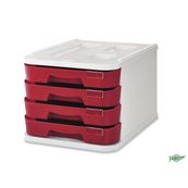 Modulo de 4 cajones opacos montados rojo