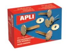 APLI - Tensores de papel - redondeado - 40 mm de diámetro de cabeza - metal - chapado en latón - oro - paquete de 100