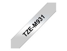 Brother TZe-M931 - Negro sobre plateado mate - rollo (1,2 cm x 8 m) 1 cinta(s) tipo laminado - para Brother PT-D210, D600, H110, H200; P-Touch PT-1005, H107, P900; P-Touch Cube Plus PT-P710