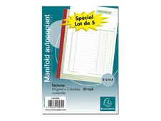 Exacompta - 5 Manifolds Carnets de factures - 50 tripli - 21 x 15 cm