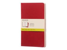 Moleskine Cahier - Journal - reliure cousue - large - 130 x 210 mm - papier ivoire - uni - couverture rouge canneberge - carton (pack de 3)