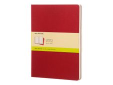 Moleskine Cahier - Journal - reliure cousue - XL - 190 x 250 mm - papier ivoire - uni - couverture rouge canneberge - carton (pack de 3)