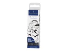 Faber-Castell Pitt Artist Pen Mangaka - Pack de 4 feutres à l'encre de Chine - noir