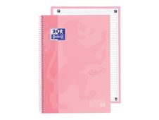 Oxford European Book 1 - Cahier de notes - reliure à spirale - A4 Plus - 80 feuilles / 160 pages - ligné - rose pastel - carton plastifié