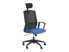 Fauteuil de bureau SCOTT - Accoudoirs fixes - appuie tête réglable - bleu