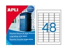 Apli Agipa - 960 Etiquettes adhésives polyester blanches - 45,7 x 21,2 mm - pour imprimantes laser - résistantes à l'humidité