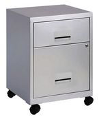 Caisson mobile en métal - L40 x H51,2 x P40 cm - 2 tiroirs dont 1DS - alu