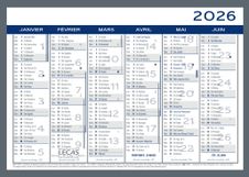 Calendrier LECAS -2 Couleurs- 17,5x13,5 - 1 année sur 2 faces 