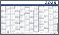 Calendrier LECAS - 2 Couleurs -  65x43 - 1 année sur 2 faces 