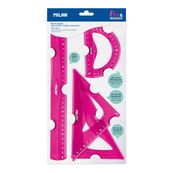Kit trazado regla 30cm flexible resistente rosa