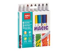 Apli kids Magic - Pack de 8 marqueurs - noir, rouge, bleu, vert, orange, blanc, lilas