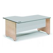 Mesa de oficina serie work con forma de l derecha 180x120 aluminio-roble