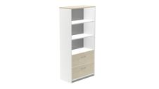 Armario alto carpetero 195x90x45 estructura blanca frontales haya