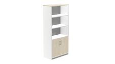 Armario alto con puertas bajas 195x90x45 estructura blanca puertas haya