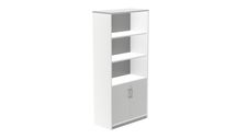 Armario alto con puertas bajas 195x90x45 estructura blanca puertas gris