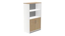 Armario medio con puertas bajas 156x90x45 estructura blanca puertas roble