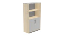 Armario medio con puertas bajas 156x90x45 estructura roble puertas gris