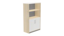 Armario medio con puertas bajas 156x90x45 estructura roble puertas blanco