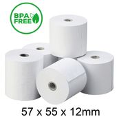 10 rollos termicos sin bpa 57x55x12mm