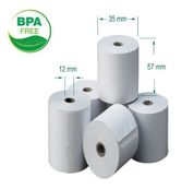 Fabrisa - 10 Rollos de papel térmico - Sin BPA - 57x35x12mm