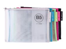 APLI - Set de bolsas for documents / tablet - B5 - nailon - gris, negro, verde claro, celeste, fucsia
