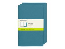 Moleskine Cahier - Journal - reliure cousue - large - 130 x 210 mm - papier ivoire - uni - brisk blue cover - carton (pack de 3)