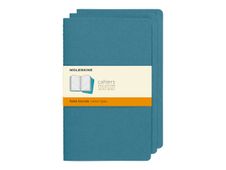 Moleskine Cahier - Journal - reliure cousue - large - 130 x 210 mm - papier ivoire - ligné - brisk blue cover - carton (pack de 3)