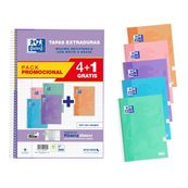 Oxford pack 4+1 cuadernos folio we 80 hojas 4x4 pastel surtido ted