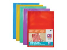 Oxford - 10 Pochettes coin - A4 - pour 25 feuilles - 15/100 - assorties transparents