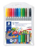STAEDTLER Noris Club 320 - Rotulador con punta de fibra de punta doble - colores surtidos - tinta al agua - 3 mm / 1 mm - fino / fino (paquete de 12)