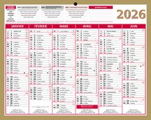 Calendrier bancaire année civile BOUCHUT "Lunor" 21 x 26,5 cm coloris or Pefc 70 %