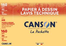 Canson - Pochette papier à dessin - 12 feuilles - A4 - 160 gr - blanc