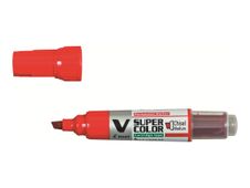 Pilot V SUPER COLOR - Marqueur permanent rechargeable - pointe biseau - rouge
