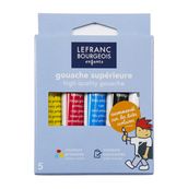 Lefranc Bourgeois - Pack de 5 tubes de peinture à base d'eau (gouaches tempéra) - 10 ml