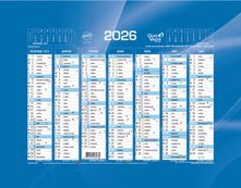 Quo Vadis - Calendrier bancaire 7 mois par face - 13,5 x 18 cm - bleu